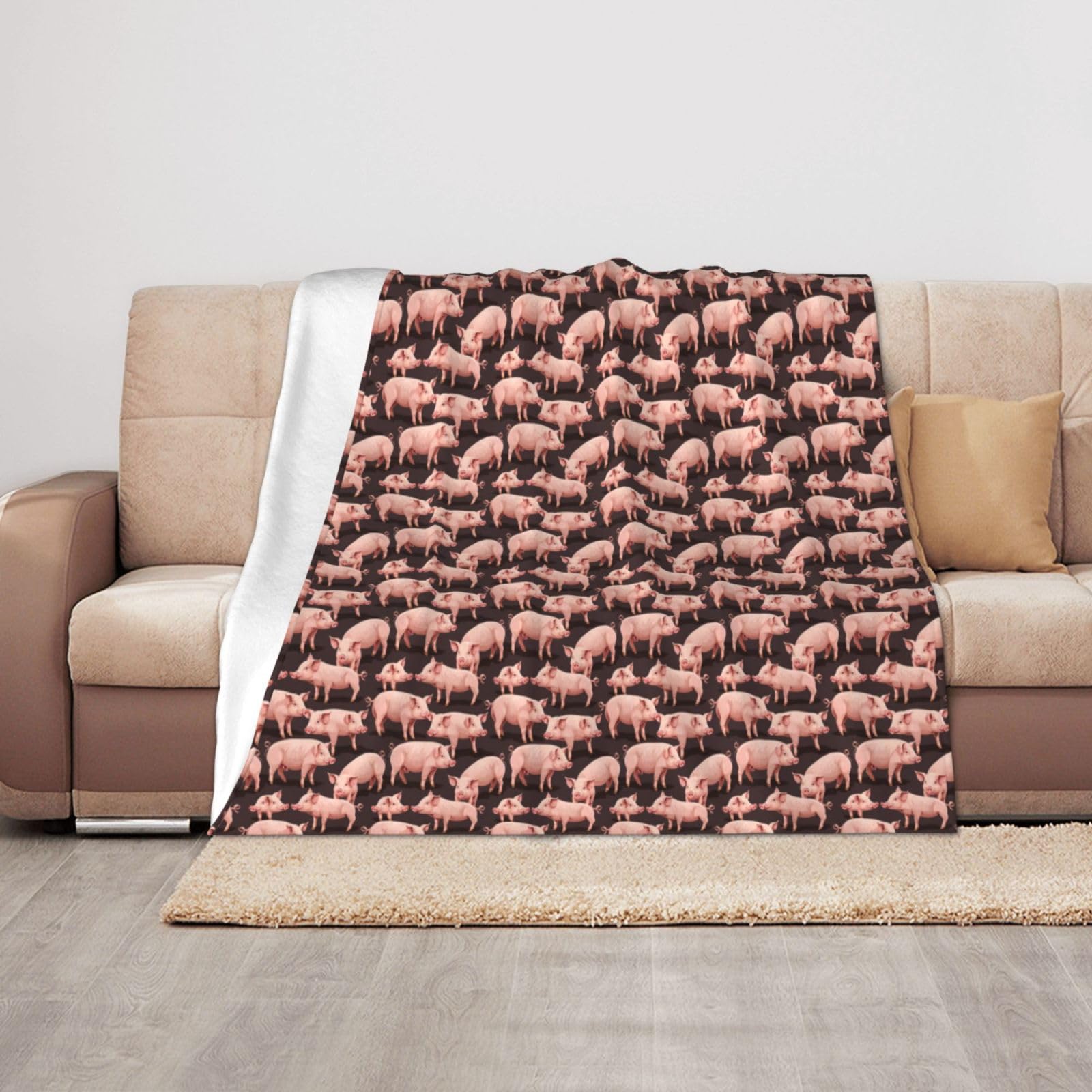 Couverture douce cochons de la ferme plaid léger idéal camping et nuit étoilée