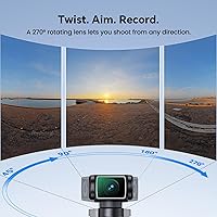 Vista 5 de BOBLOV Cámara corporal 5K con micrófono, cámara de vlogging W5, 5K/15FPS y 4K/60FPS con lente giratoria de 270°, soporte de micrófono externo