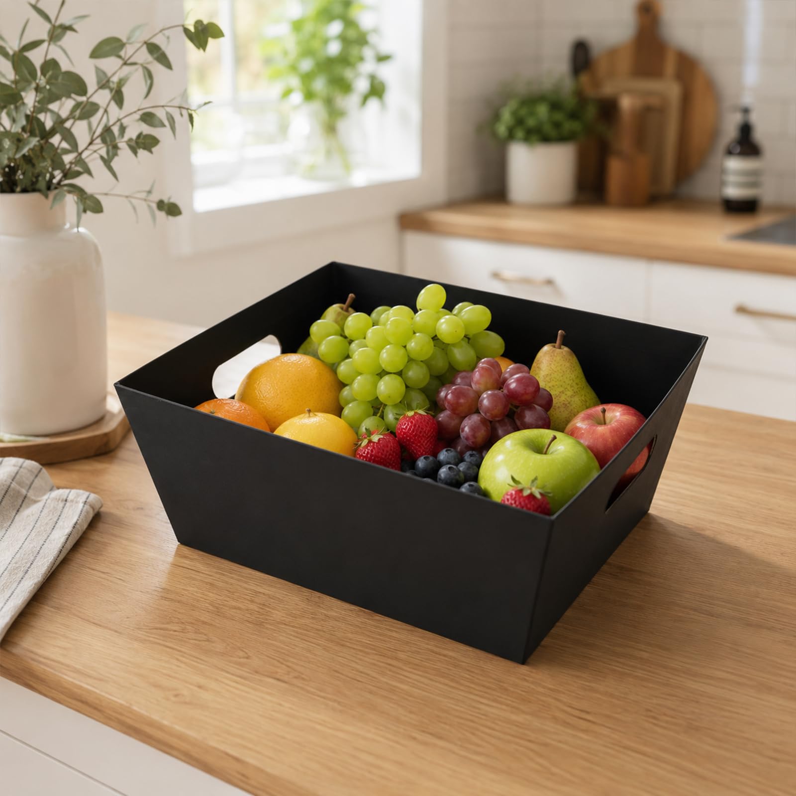 DEAYOU 5 Pack Geschenkkorb leer, 12 "x 10" Kraft-Korb mit Griff, 6 LB Karton Geschenkkorb Markt Tray, große schwarze Papierkorb Halter Container für Wein Geschenk, DIY, Lebensmittel, Snacks, Kunsthand