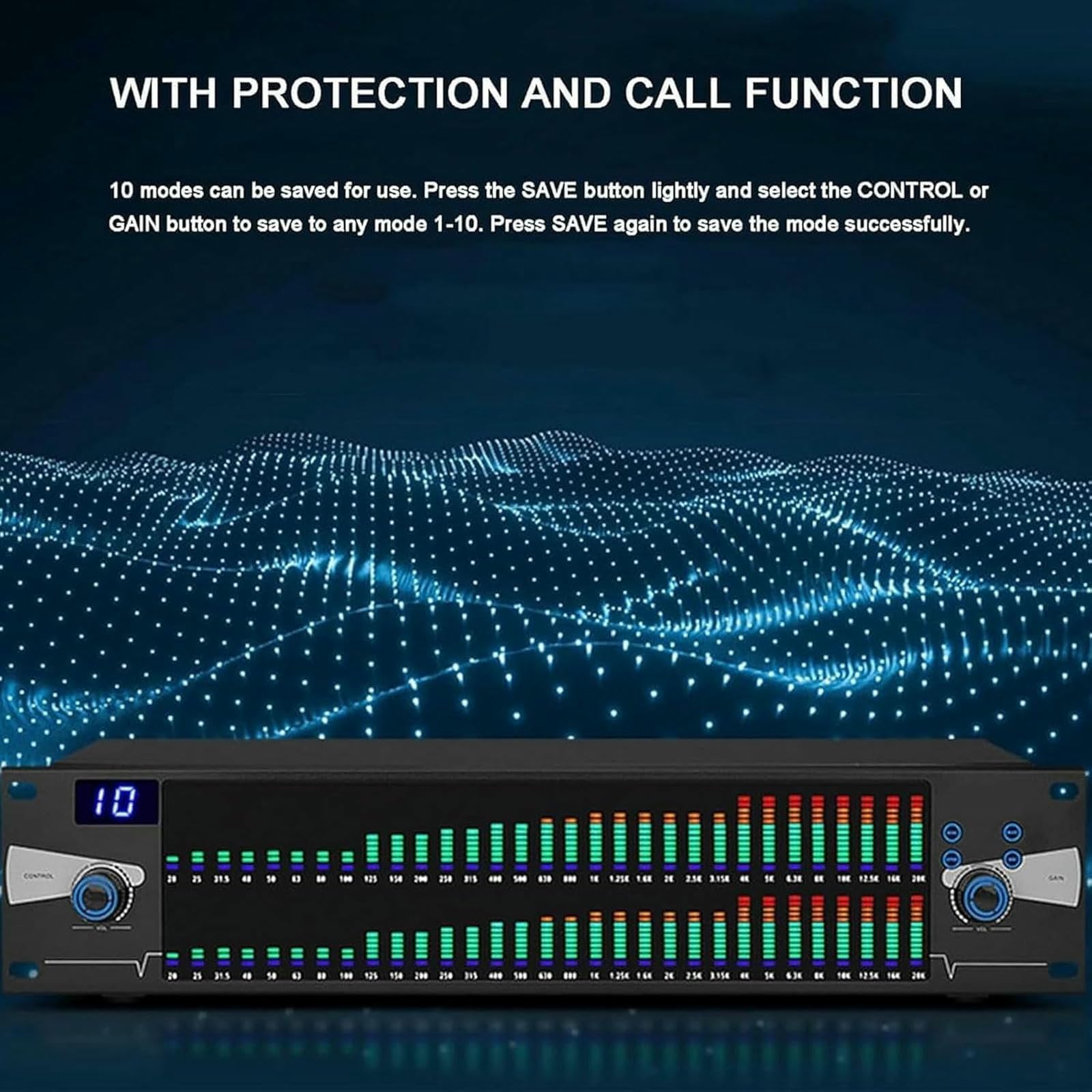 Portable 31 Bands EQ, Equalizzatore Grafico A 2 Canali Professionale, per Canto da Palcoscenico, Spettacoli di Band, Studi di Registrazione