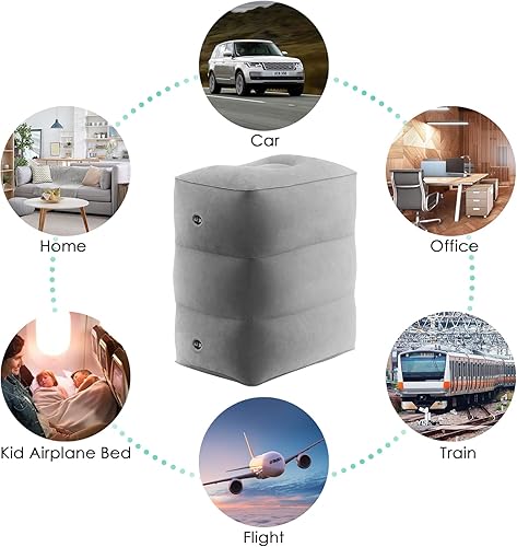 Miniatura 6 de SVOPY - Cama inflable para niños pequeños en el aire, almohada de viaje con almohada de altura ajustable para piernas para vuelos de largo alcance,