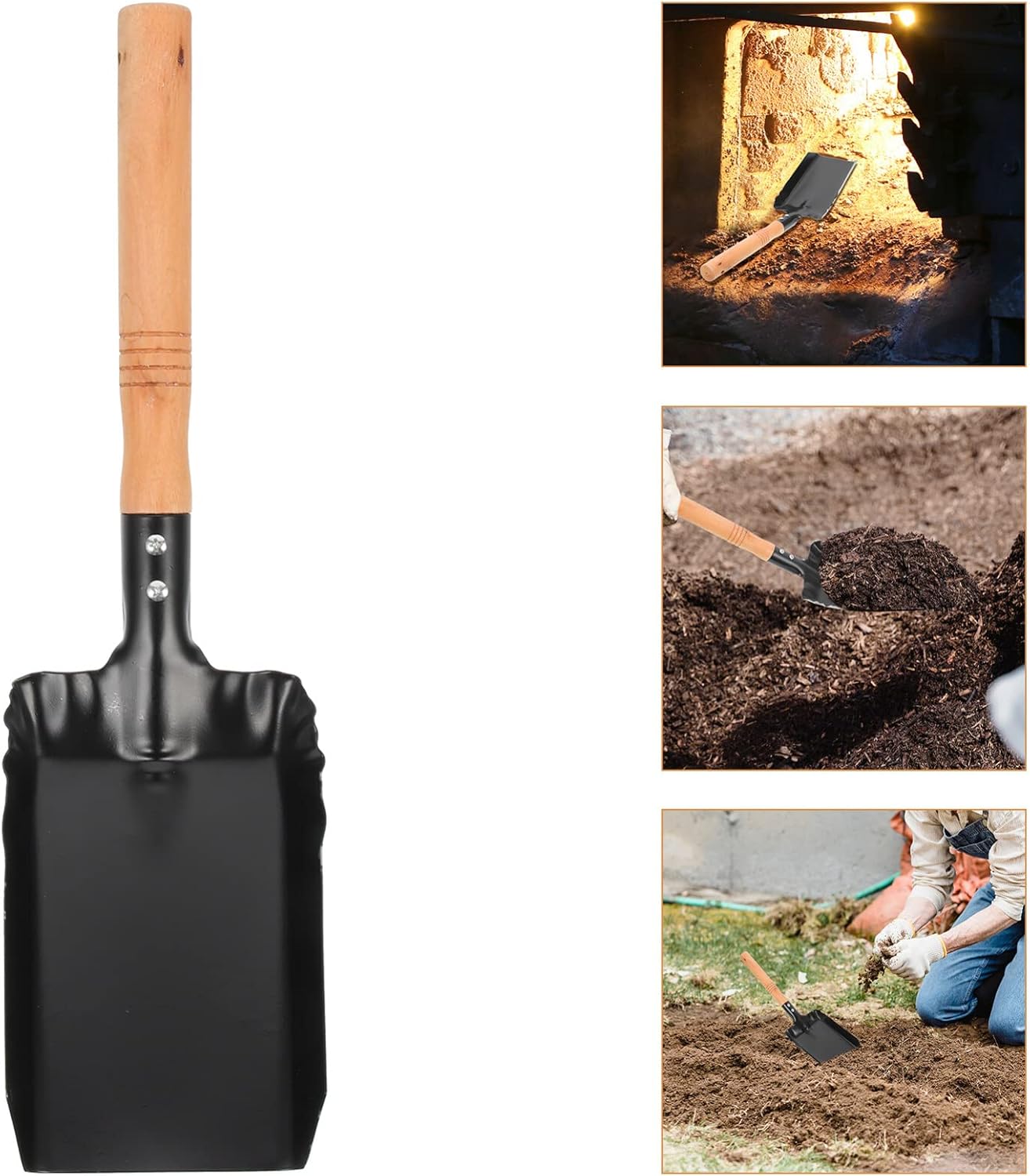 Yardwe 4 Pcs Fireplace Shovel Metal Ash Shovel with Wooden Handle Fireplace Scoop Coal Gardening for Stove Hearth Cleaning