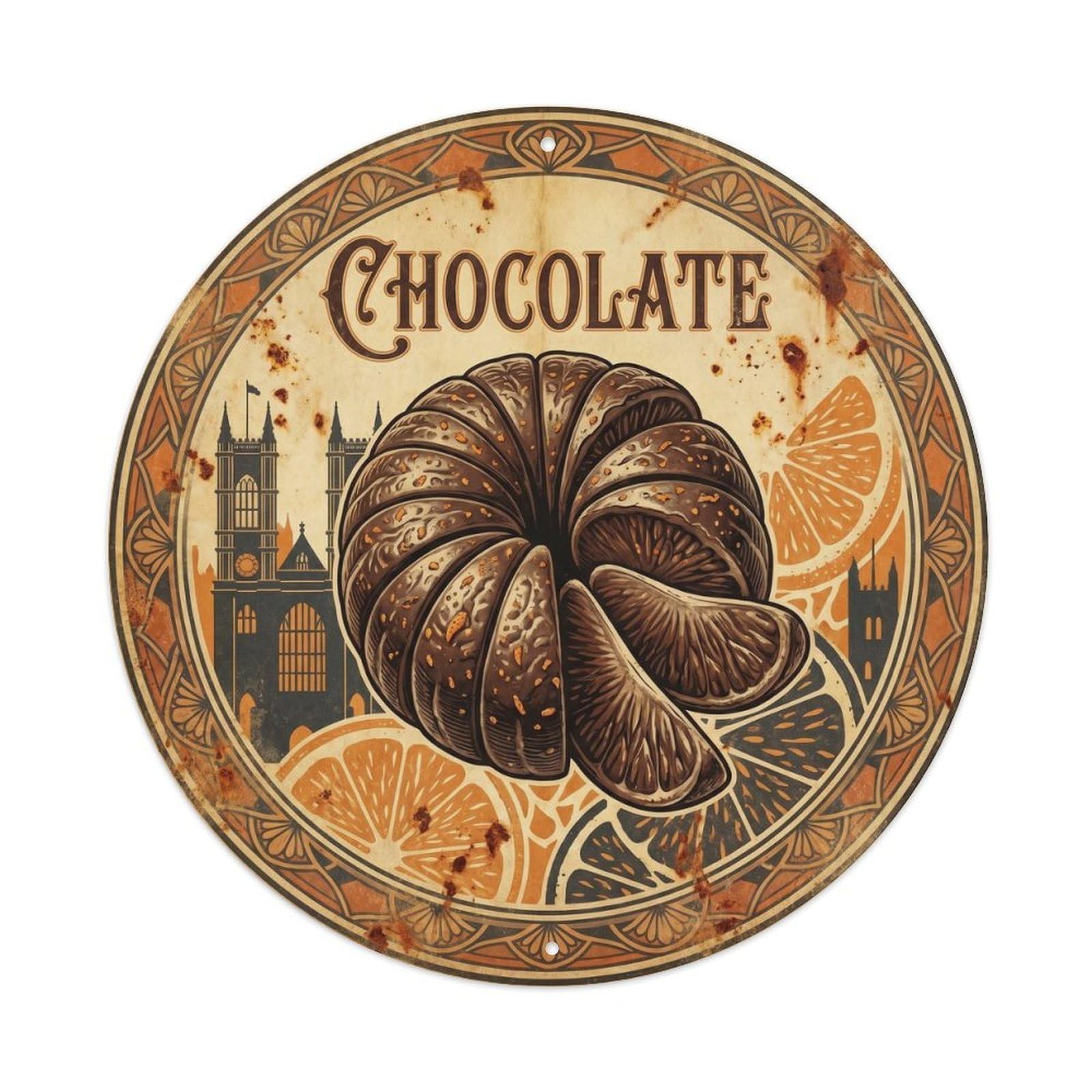 Olyhtr 8X8inch Classic Style Cocoa Dessert British Confectionery Market Vintage Metal Tin Sign