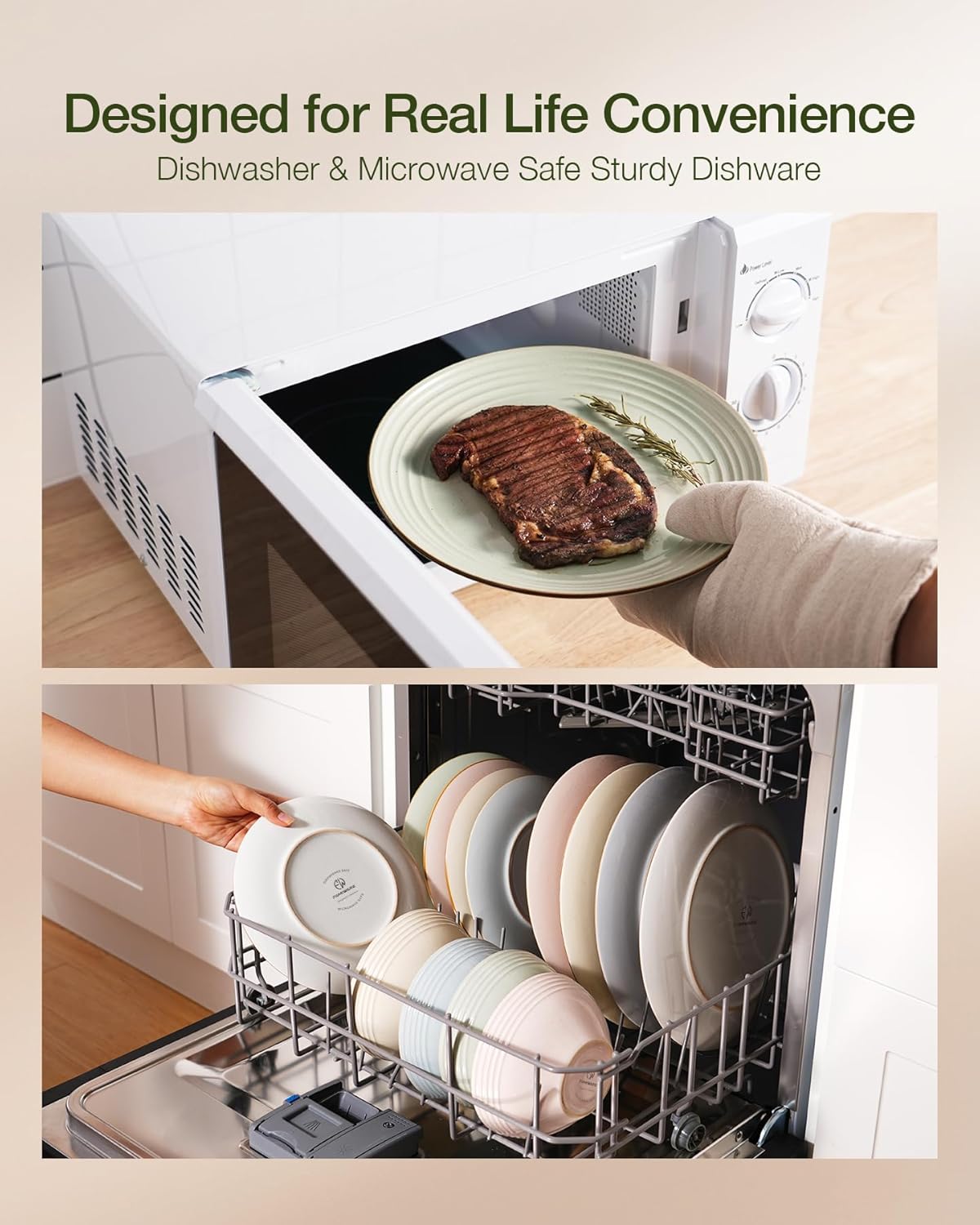 Famiware Jupiter Dinnerware Set, Plates and Bowls Dish Sets for 4 (12 Pieces), Microwave and Dishwasher Safe Stoneware Speckled Tableware, Chip and Scratch Resistant, Multi-color - Image 7