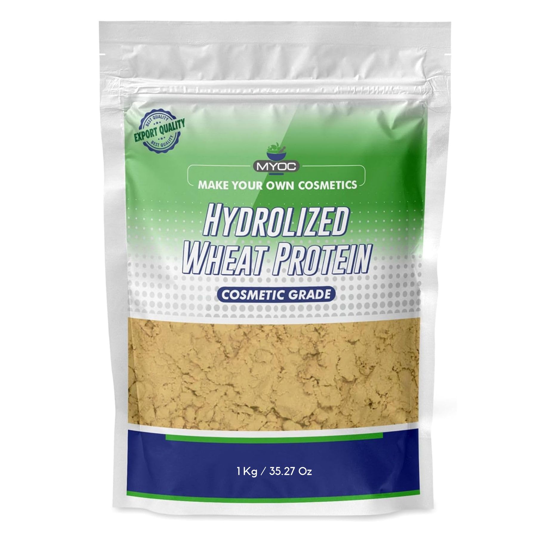 MYOC Hydrolyzed Wheat Protein | Cosmetic Grade | Ideal for DIY Hair & Skincare Formulations - 1 Kg / 35.27 Oz