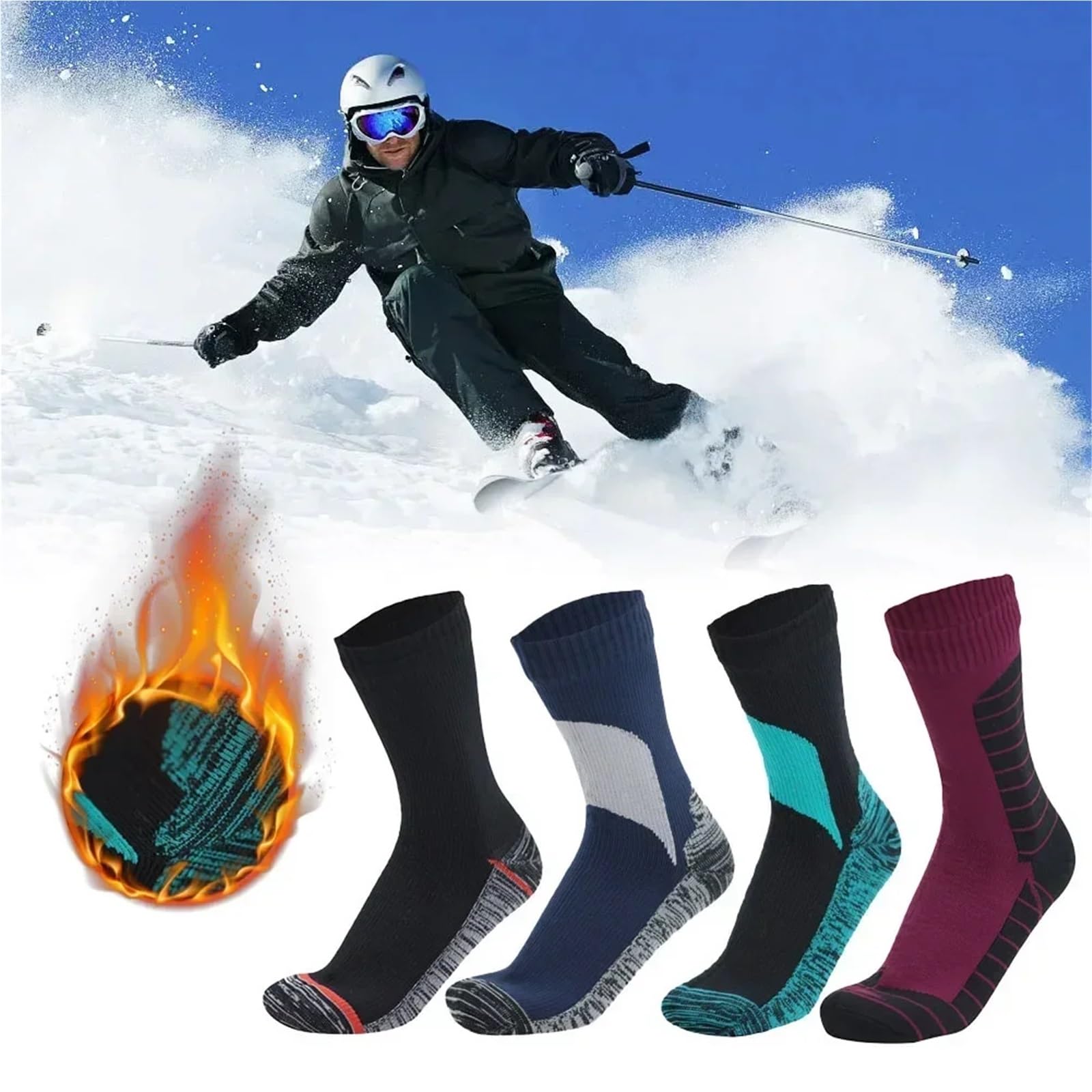 Chaussettes d'extérieur imperméables et Respirantes for randonnée, Camping, Cyclisme, Glisse, Neige, Absorbant la Transpiration