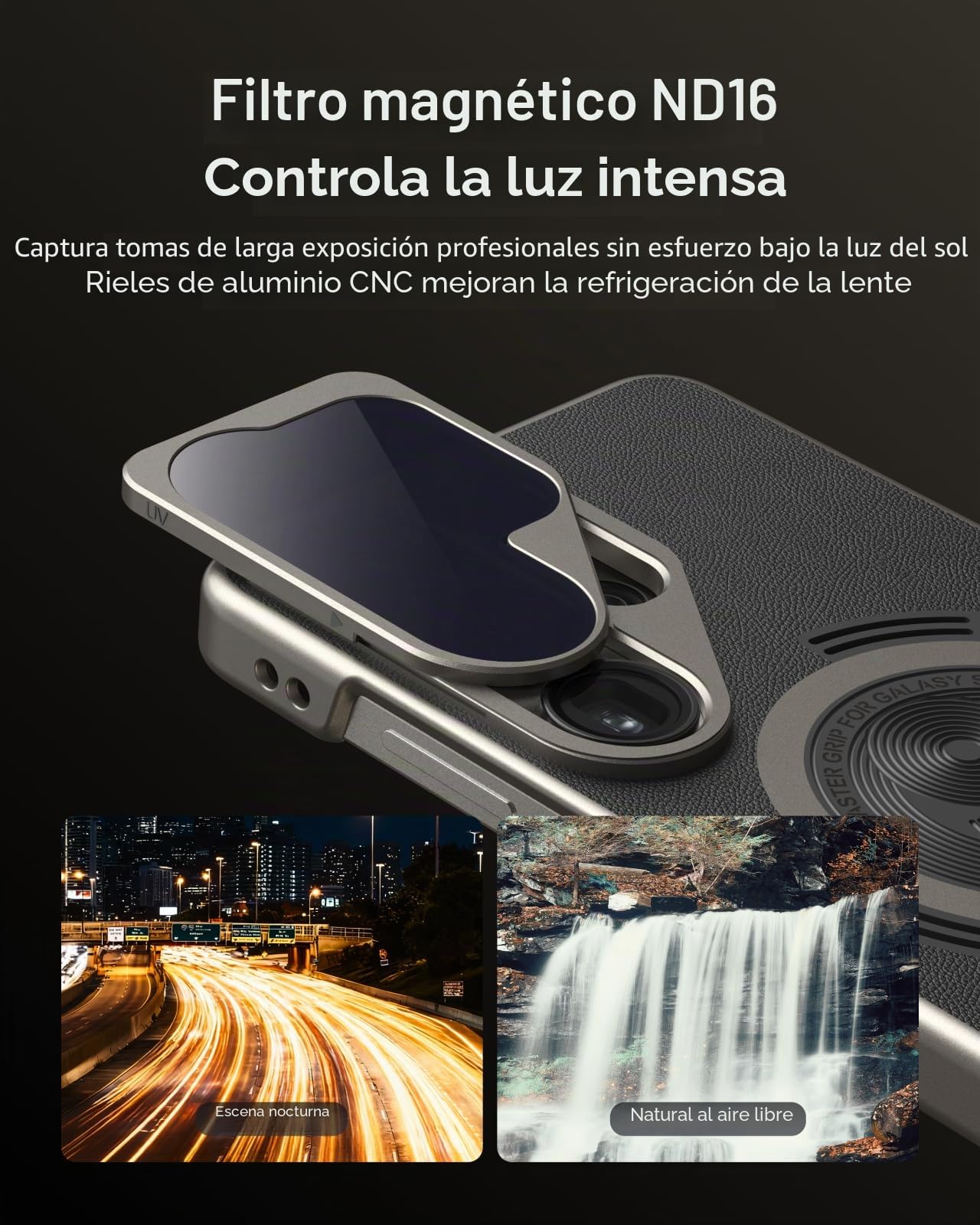 TELESIN Kit Grip Magnético Master para Samsung Galaxy S26 Ultra, Grip Cámara con Batería 3200mAh, Filtro ND16, Flash 10X con Pre-Flash y LED, Carga Inalámbrica, Empuñadura Estilo DSLR