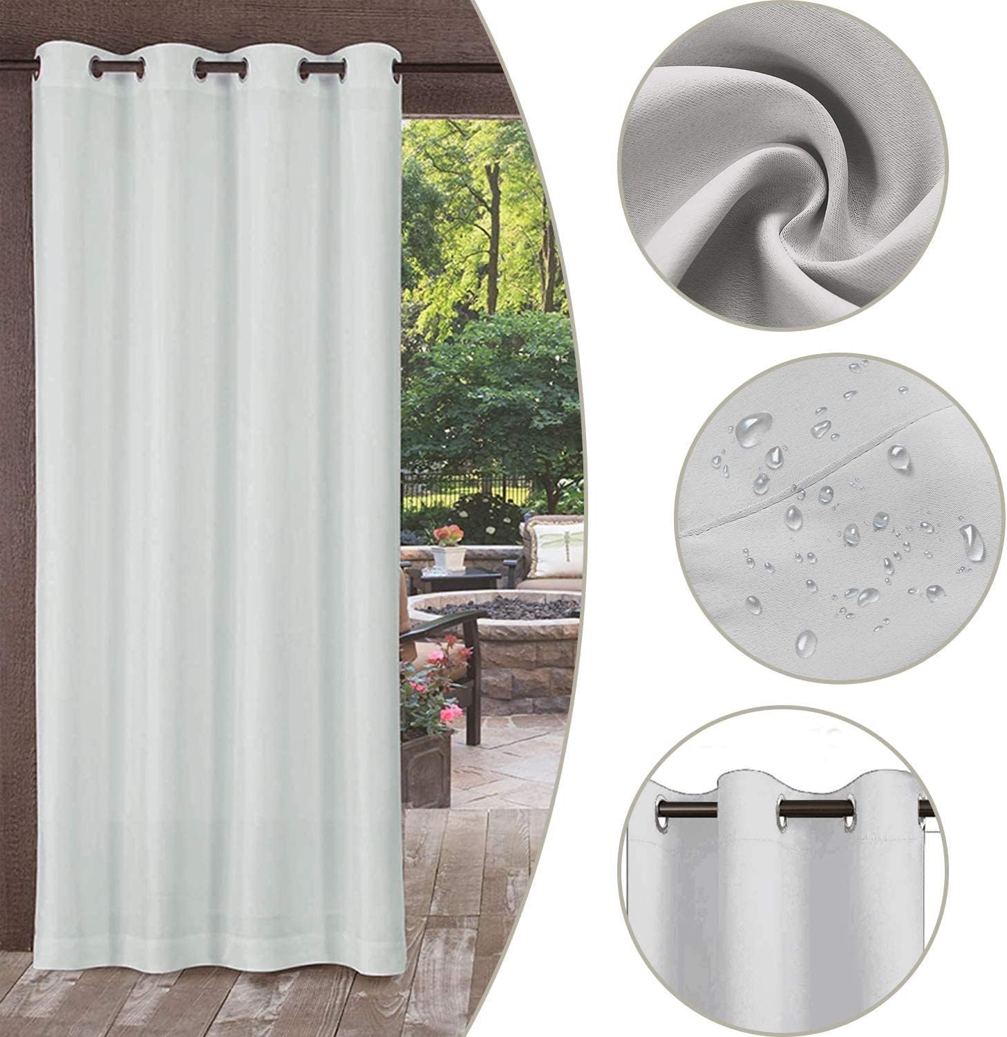 MINGPINHUIUS Rideaux d'extérieur Imperméables - Rideau Pergola Extérieur pour Terrasse, Balcon & Jardin, UV Résistant Protection Solaire et Protection de la Vie privée (Blanc)