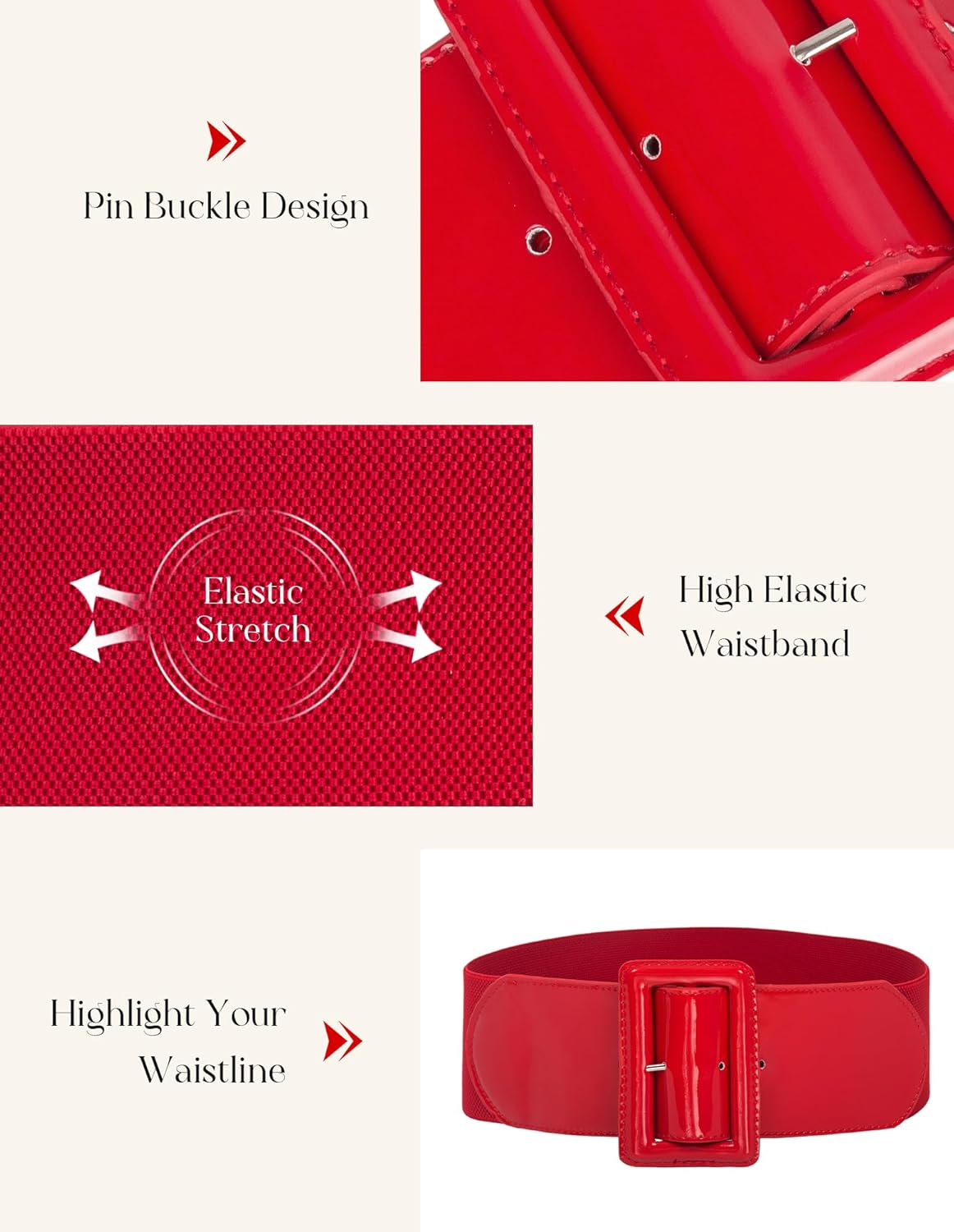 GRACE KARIN Women's Stretchy Belt 1950s 3 Inch Wide Elastic Belts - Image 2