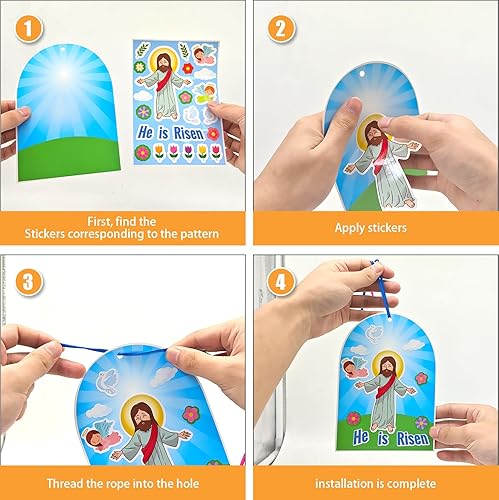 Miniatura 4 de 36 calcomanías de escena de Pascua para niños, calcomanías de Pascua con el que vive, manualidades religiosas, calcomanías de Jesús cristiano,
