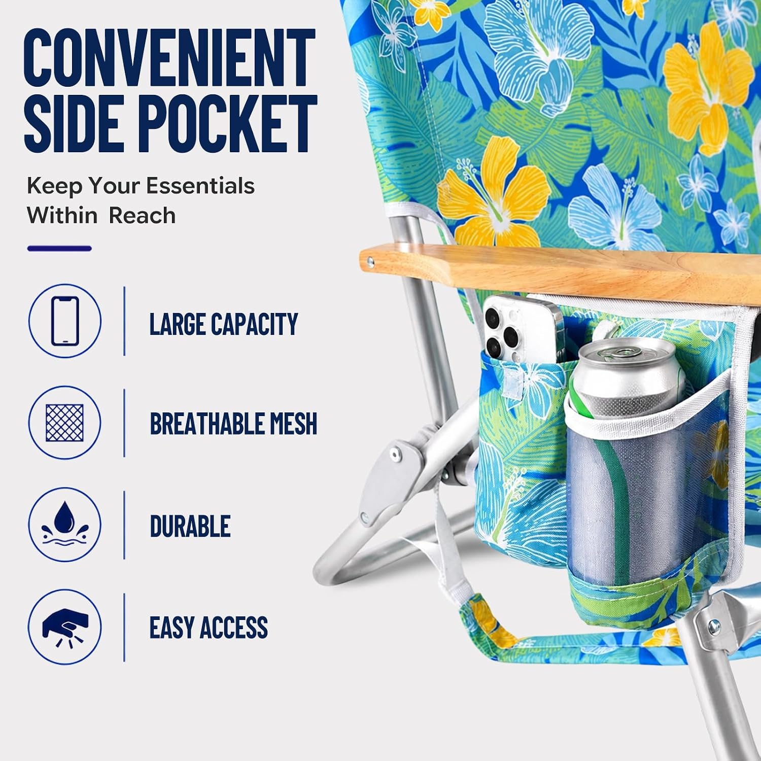2 Pack Backpack Beach Chair for Adults Capacity 300 LBS Low 5 Position | with Pouch Straps Folding Lightweight Reclining Aluminum Wide Lay Flat Single thumbnail