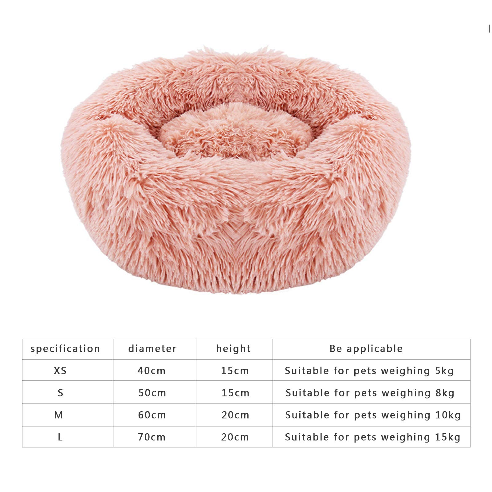 Cuscino rotondo a forma di ciambella per animali domestici, in peluche, cuscino autoriscaldante, lavabile, ultra morbido, per migliorare il sonno, grigio, S, 50 cm (grigio, M60 cm)