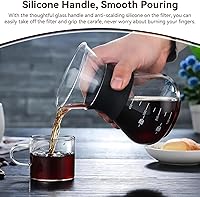 Vista 5 de HERCHR Cafetera vertida con filtro de acero inoxidable, cafetera de vidrio, olla de goteo, cafetera de vidrio reutilizable, cafetera manual
