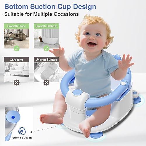 Miniatura 3 de Asiento de baño para bebés de 5 meses en adelante, asiento de baño antideslizante para sentarse con kit de artículos esenciales para bebés, cojín
