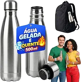 Garrafa Térmica Inox 500ml Parede Dupla Isolamento a Vácuo para Café e Água, Viagem, Trabalho e Academia