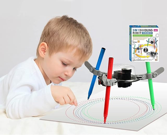 3 in 1 Doodling Robot Transformation Robot Science Education DIY Fun 3 in 1 Toy Toys, DIY robot for Kids & Teens,Electric Mechanical Assembly Gift Toys,Kids Science Circuit Building Projects Toys Kit