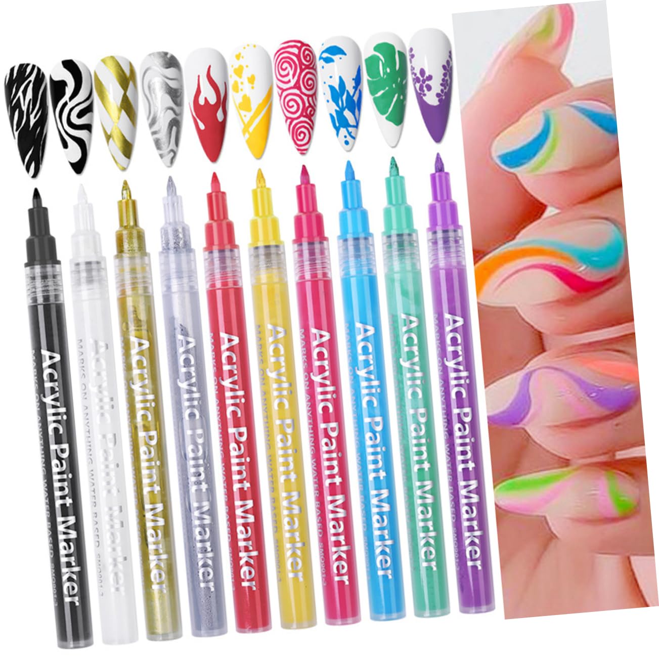 Beavorty 10pcs Uv Nail Art Pen Manicure Drawing Pens Nail Art Liner Girl Manicure Painting Tool