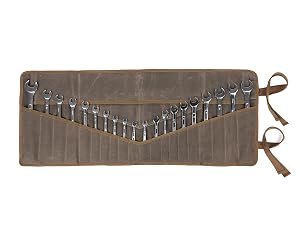 Denifiter Wrench Roll Up Pouch Heavy Duty Waxed Canvas Tool Roll Bag Tool Organizer Bag With 20 4