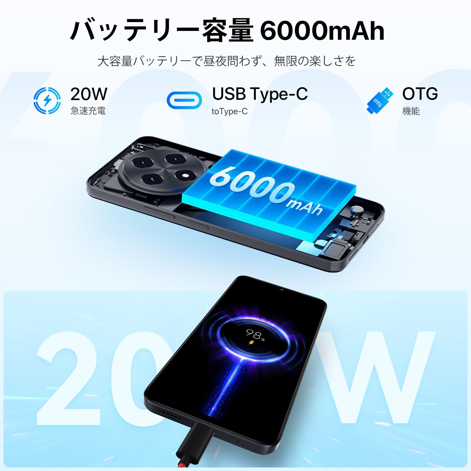 Amazon | UMIDIGI G100 SIMフリー スマホ 本体 16GB+256GB 1TB拡張可能