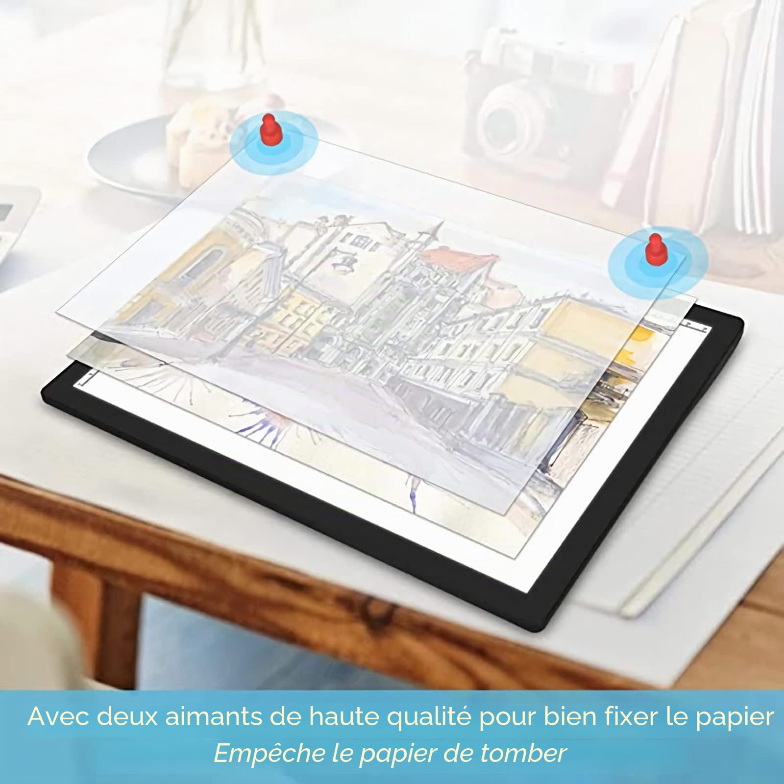 A4 A3 A2 A1 LED Tablette Lumineuse, Ultra-Mince Table Lumineuse Dessin Avec Échelle, Dessin De Caisson Lumineux Réglable En Luminosité Pour Animation, Esquisse, Architecture, Calligraphie,Noir,A4