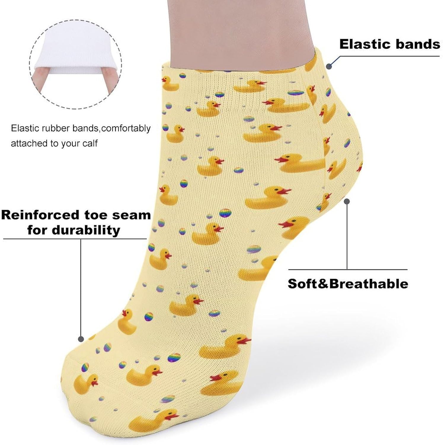 Cute Rubber Ducks Socks for Men Women 5 Pairs Ankle Socks