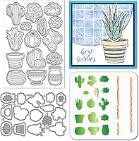 Vista 10 de GLOBLELAND Troqueles de corte de peonía, sellos transparentes y plantillas de pintura, plantilla de estampado de flores, sello de silicona, juego