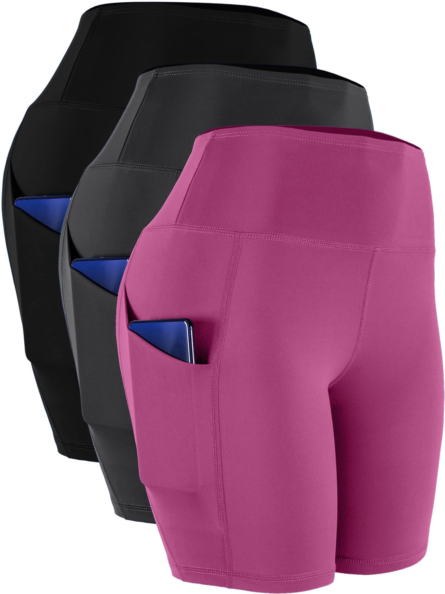 Cadmus Damskie spodenki do jogi z wysokim stanem, 7,6 cm 15,2 cm, 20 cm, uczucie nagości, trening, bieganie, rowerzysta