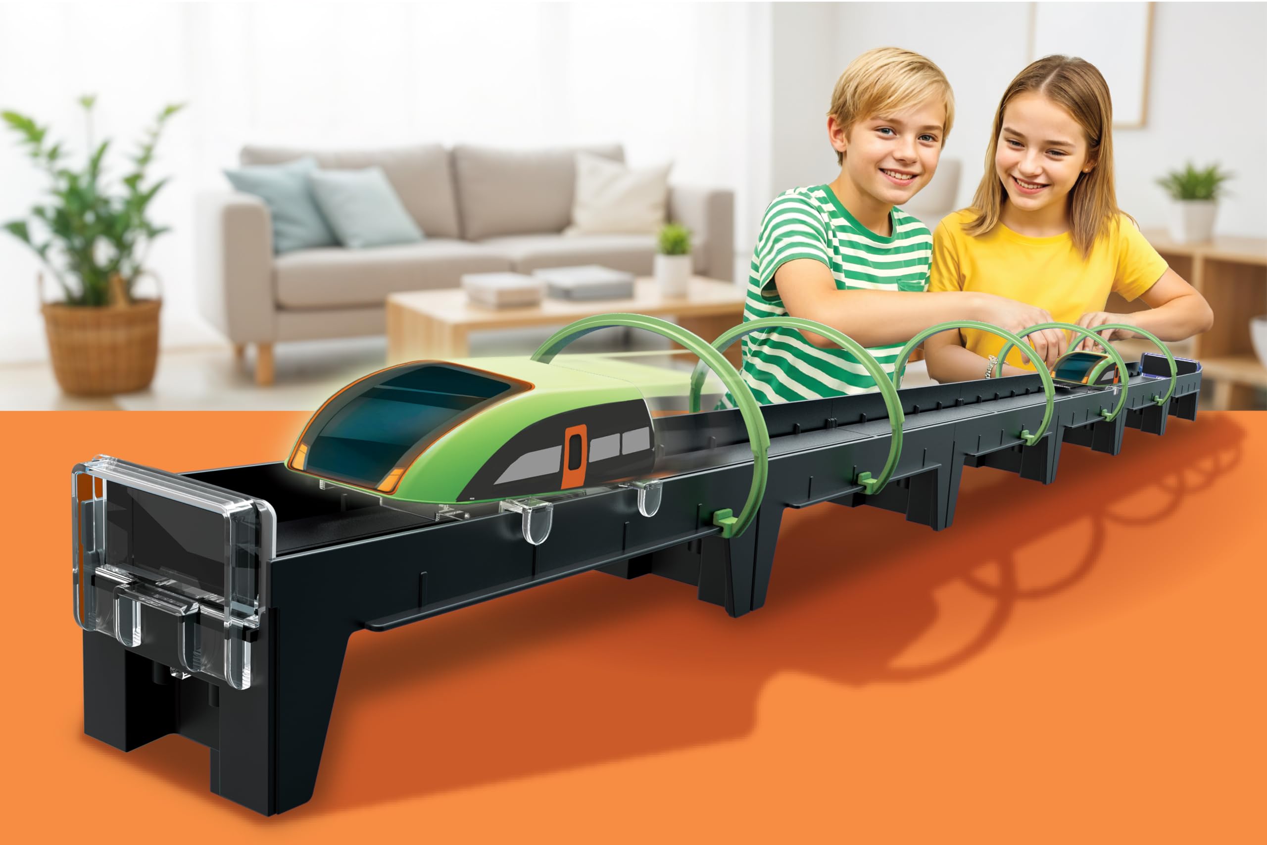 4M KidzLabs Treno a Levitazione Magnetica con Pista Magnetica da 127 cm, Esperimento STEM di Fisica, Treno ad Alta Velocità con Luci, Kit Scientifico per Bambini 5+ Anni