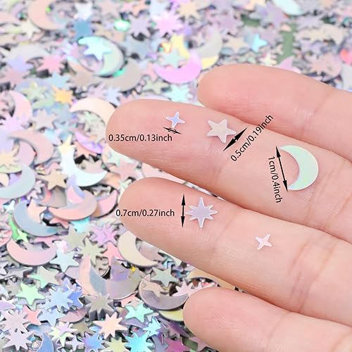 Miniatura 2 de Decoración de confeti de mesa con purpurina y estrella de luna, confeti de mesa, decoración de estrella lunar para cumpleaños, boda, tema de papel