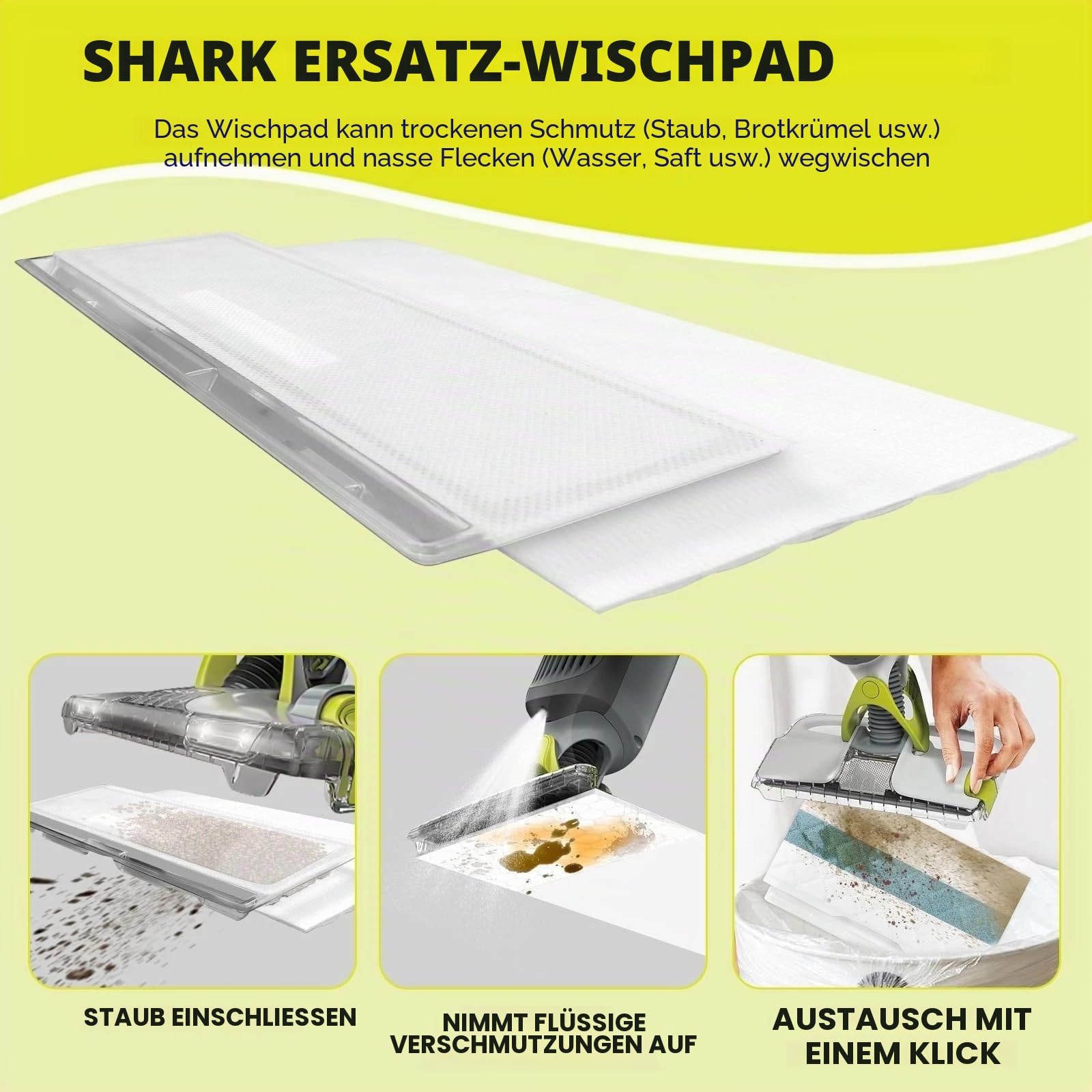 Ersatz-Einweg-Staubsauger-Pads für Shark VACMOP VM250 VM251 VM252 VM200 VM180 Hartbodenreinigung Vakuum und Wischmopp, 10 Stück