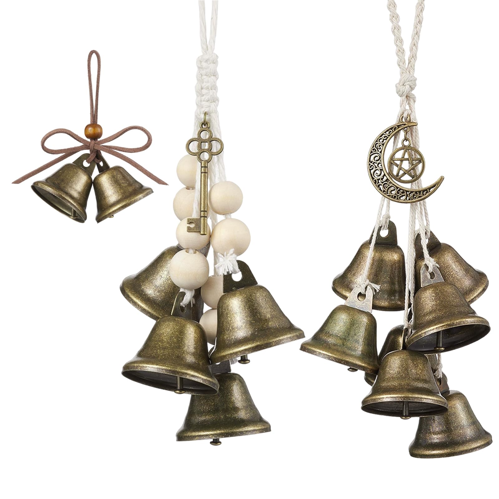 3 PCS Witch Bells, Witches Bells with Hanging Cord Hanging Bell Home Protection Wind Chimes for Home Witchcraft Decor Window Decoration and Witch Gifts