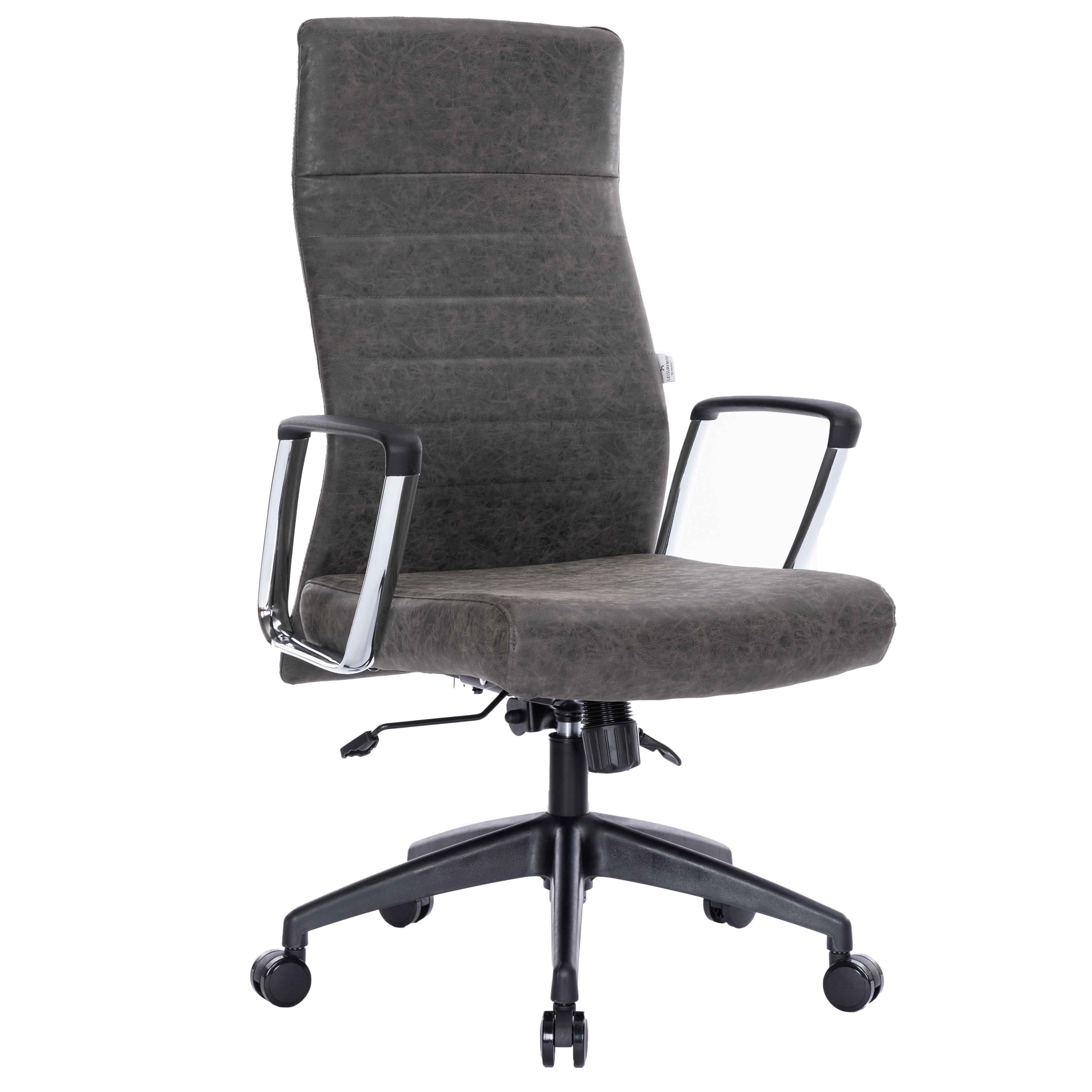 LeisureMod Hilton Modern Conference High Back Leather Ergonomic Executive Office Chair with Adjustable Height &amp; Swivel for Home and Office Room