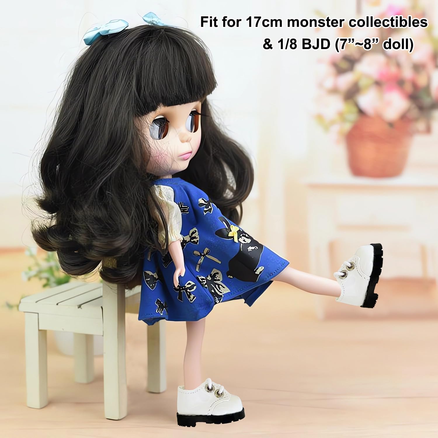 3 Pairs Mini Shoes 1/8 BJD Doll Shoes PU Leather Cute Elf Shoes (3 Colors)