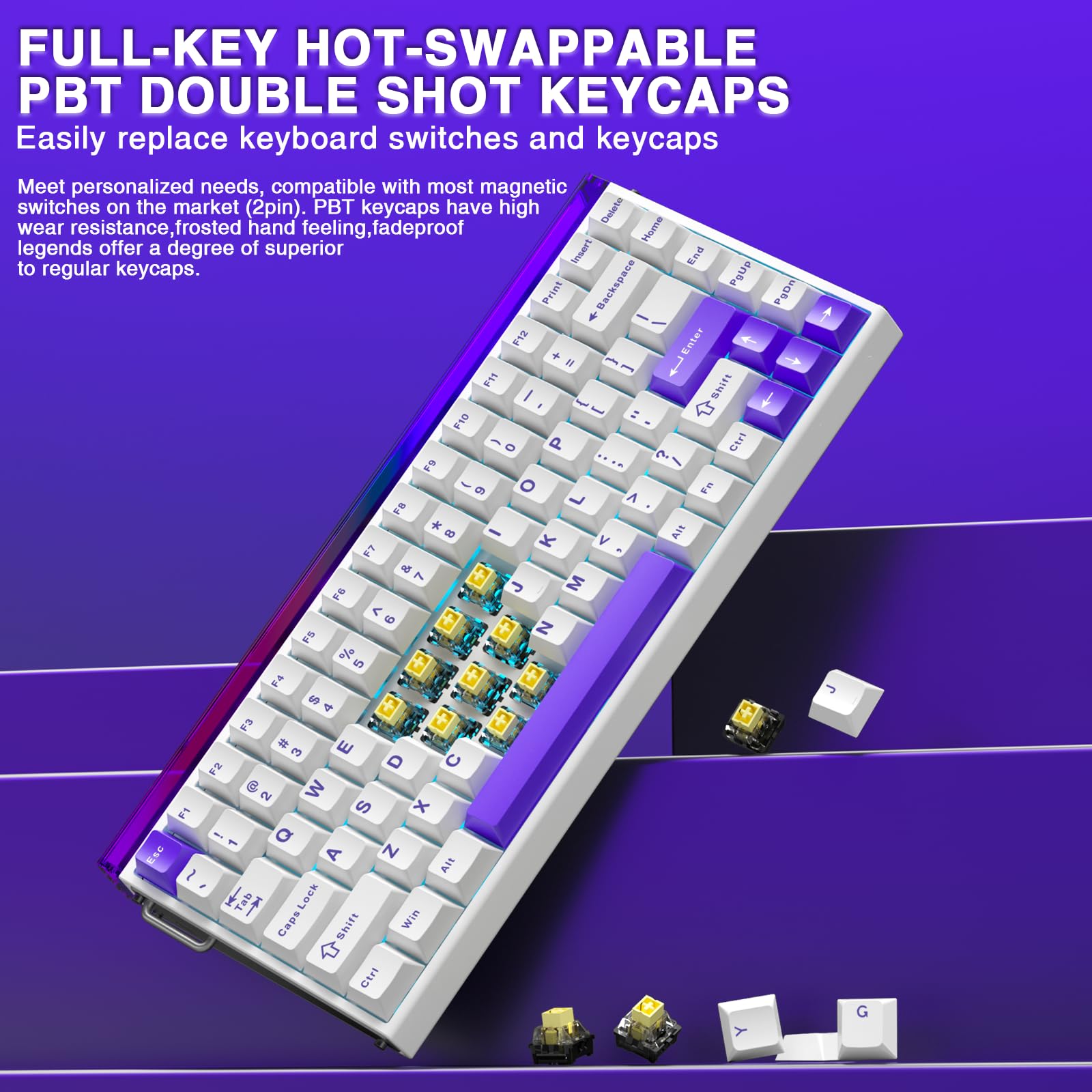 Aula Hero 84 HE - Tastiera meccanica da gioco cablata al 75%, interruttori magnetici hot swappable, modalità trigger rapido 8000 Hz, scatola luminosa al neon RGB, tastiere da gioco per PC/Mac