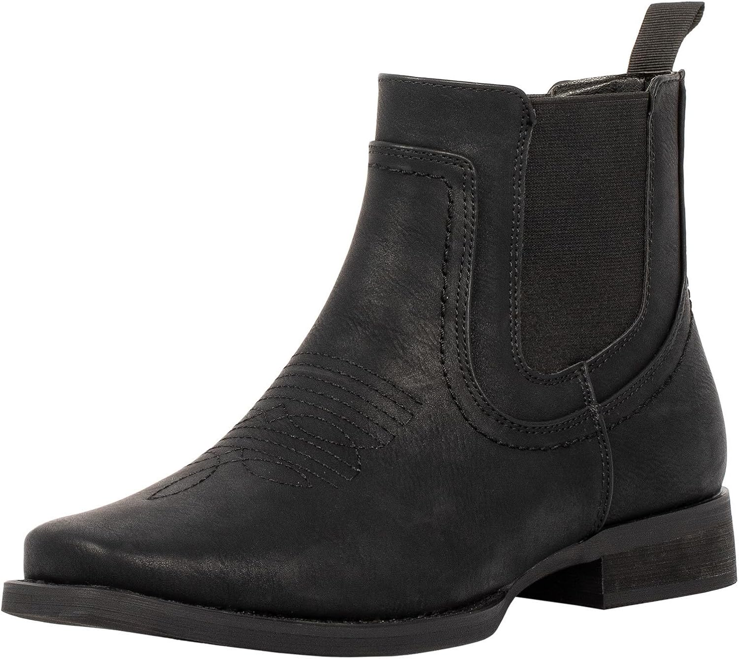 J's.o.l.e Ankle Cowboy Boots for Men Square Toe Chelsea Boots Mens Casual Retro Stylish Boots