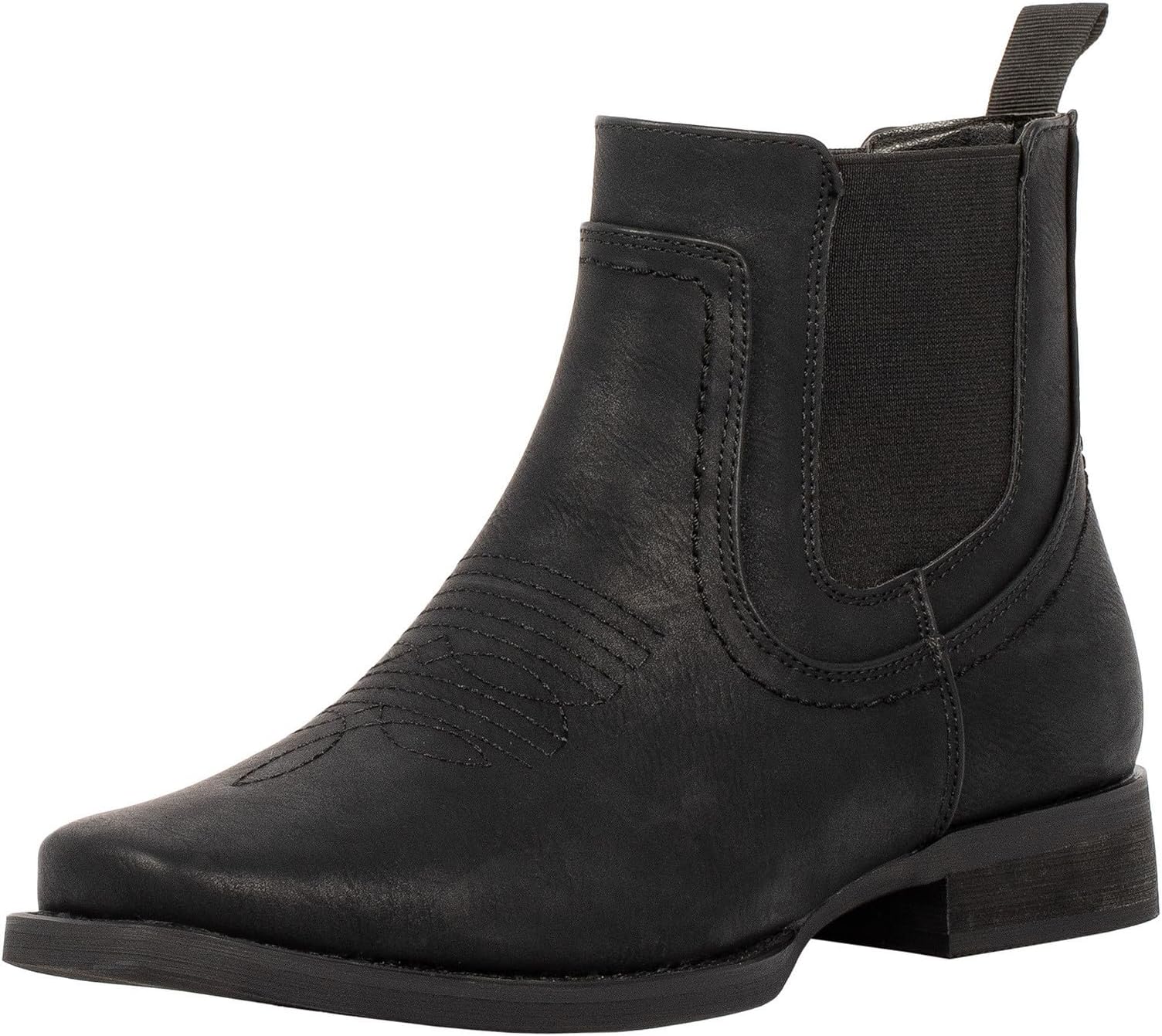 J's.o.l.eAnkle Cowboy Boots for Men Square Toe Chelsea Boots Mens Casual Retro Stylish Boots
