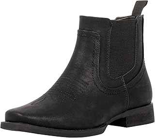 J's.o.l.e Ankle Cowboy Boots for Men Square Toe Chelsea Boots Men's Casual Retro Stylish Boots