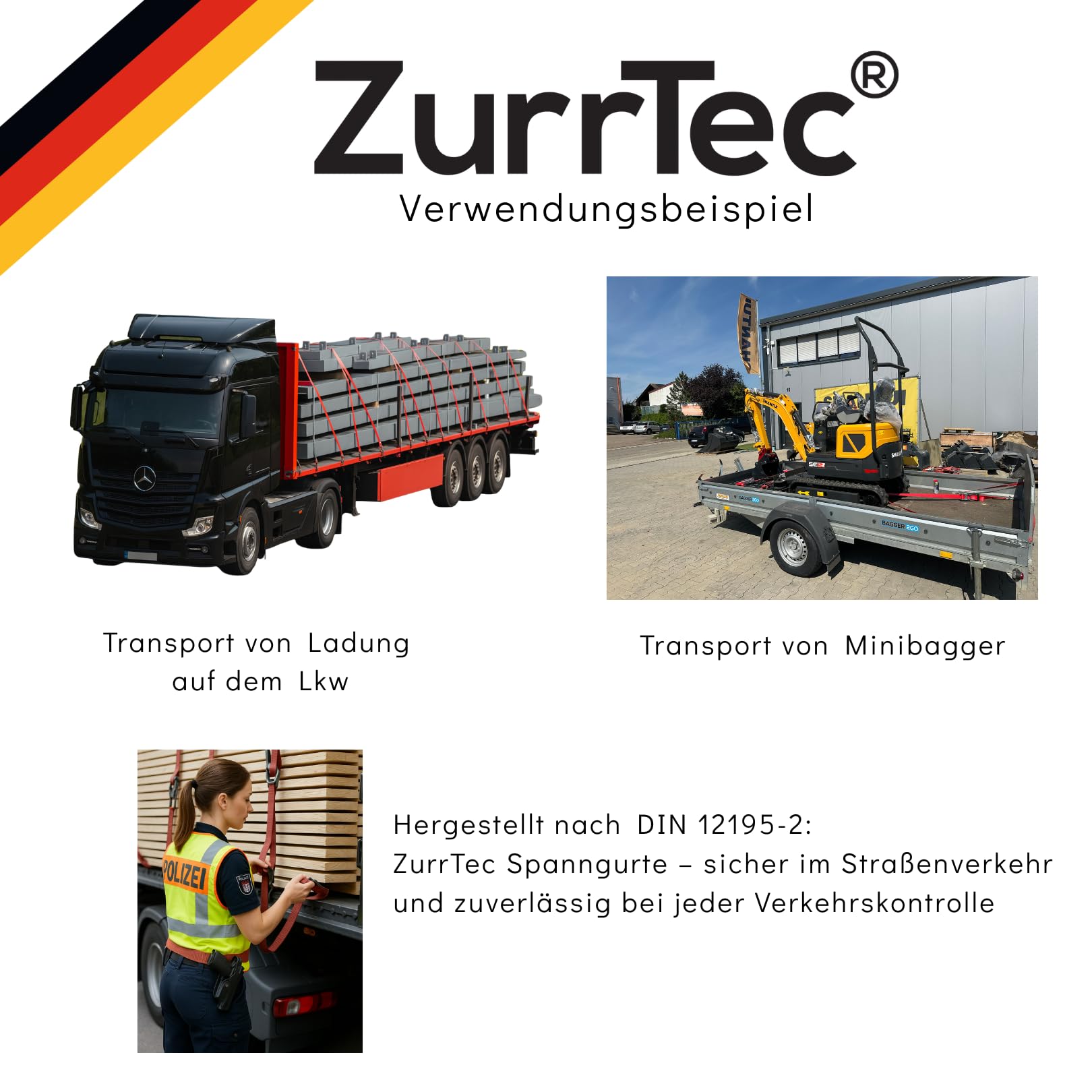 10 x Spanngurte Zurrgurte 8m 5t (LC 2500/5000 daN) Ratschenspanngurt
