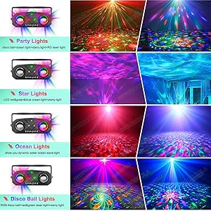 Disco Ball Light,Party Disco Dj Strobe Ocean Star Projector Dance Light Sound Activated with Remote Control Stage Rave for Parties Club Bar Birthday Wedding KTV Christmas Halloween Dancing Dcor