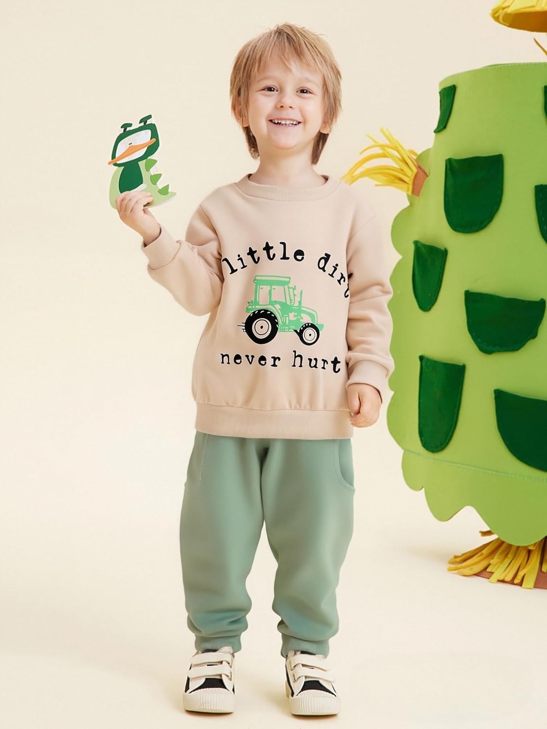 Toddler Baby Boy Clothes Long Sleeve Crewneck Sweatshirt with Pants Spring Fall Winter Outfits - Image 2
