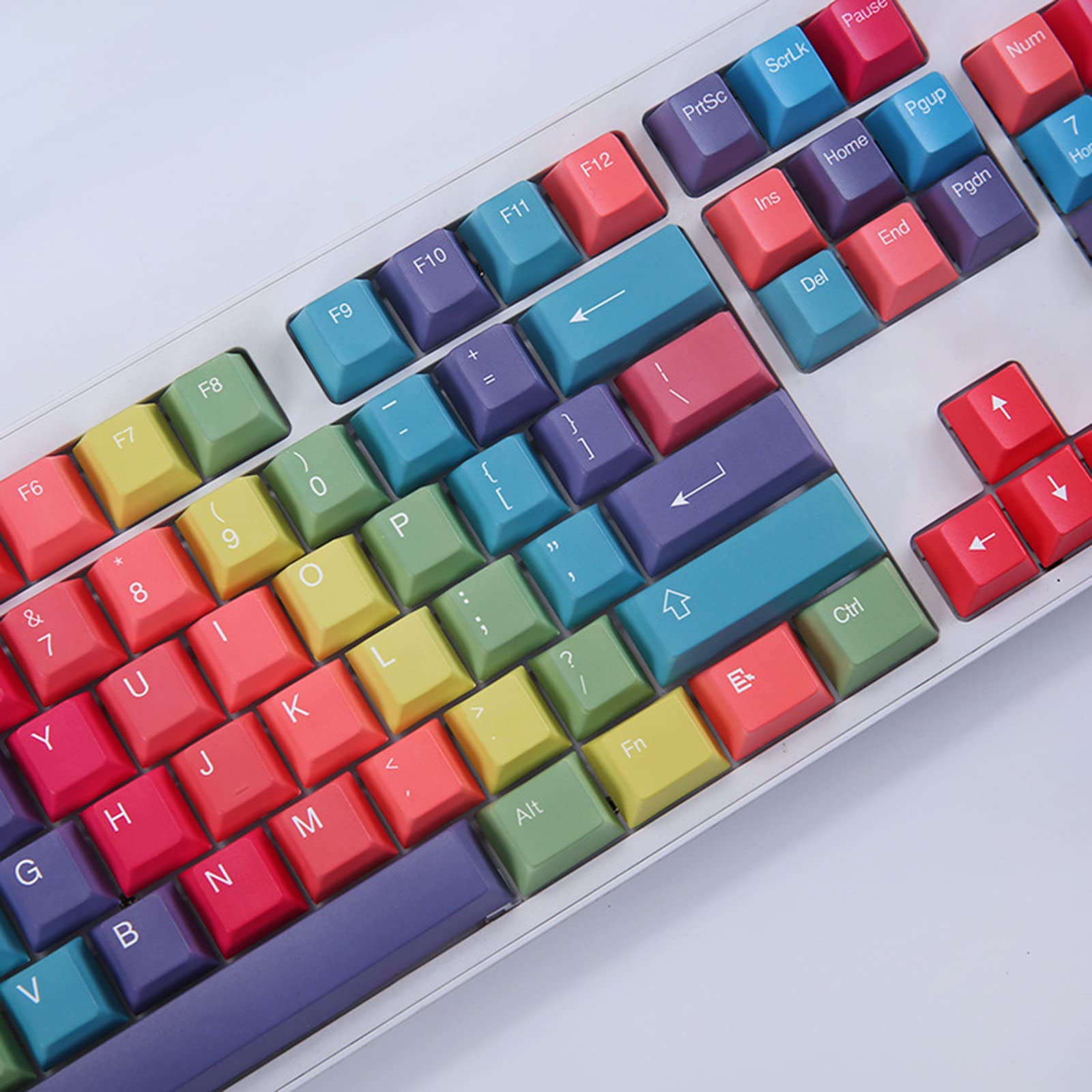 Tęczowy motyw PBT Dye Subbed Keycap 114-klawisz do przełącznika profil klawiatury mechanicznej do czapek tęcza do zestawu klawiatury do przełączników