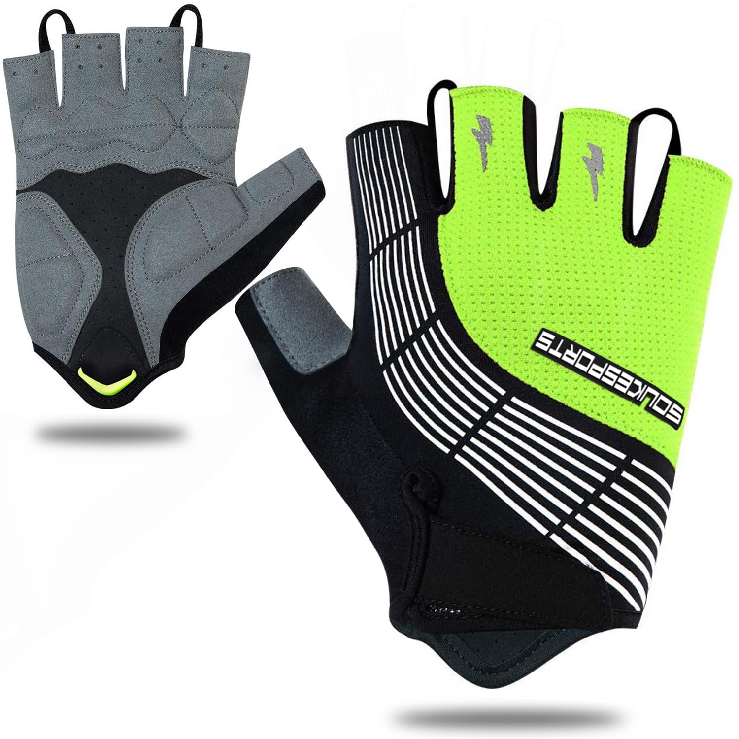 Souke Sports Cycling Bike Gloves - Padded Half Finger Bicycle Gloves with Shock-Absorbing, Anti-Slip, Breathable MTB & Road Biking Features for Men & Women