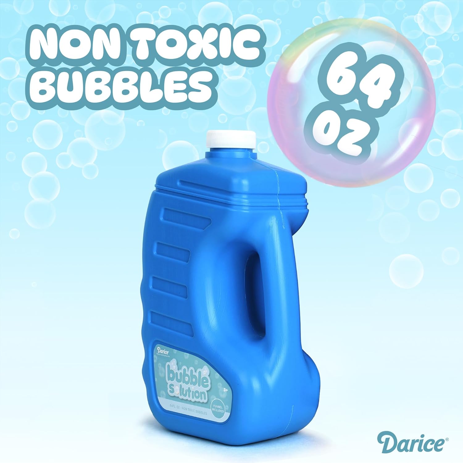 Darice 64-Ounce Bubble Solution-Includes Wand and Easy Pour Funnel Top-Works with Bubble Machines-for Weddings, Birthdays and Outdoor Events 30090907