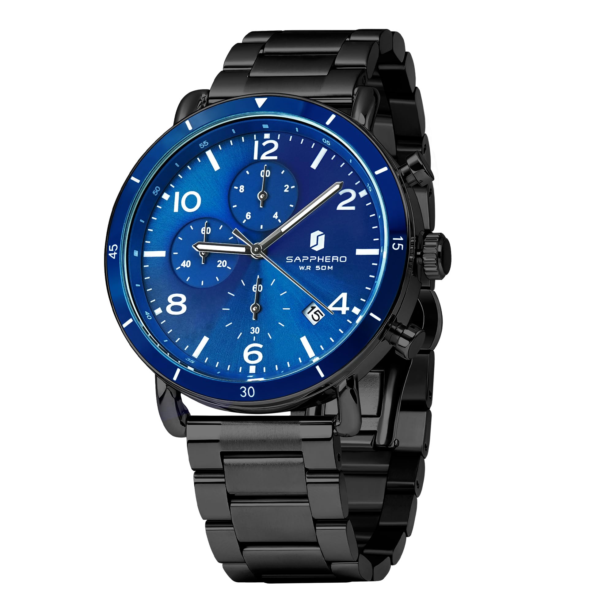Sapphero Watches for Men Chronograph Watch Analog Watch Mens Watches Waterproof Watches Quartz Date Mens Watches Stainless Steel Casual Luxury Gifts for Men (B0DBZKWZPY) Amazon Price History, Amazon Price Tracker