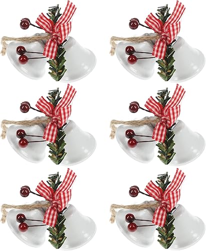 Miniatura 8 de Tinsow 20 campanas de Navidad rojas, adorno colgante de árbol de metal para decoración navideña (20, rojo)