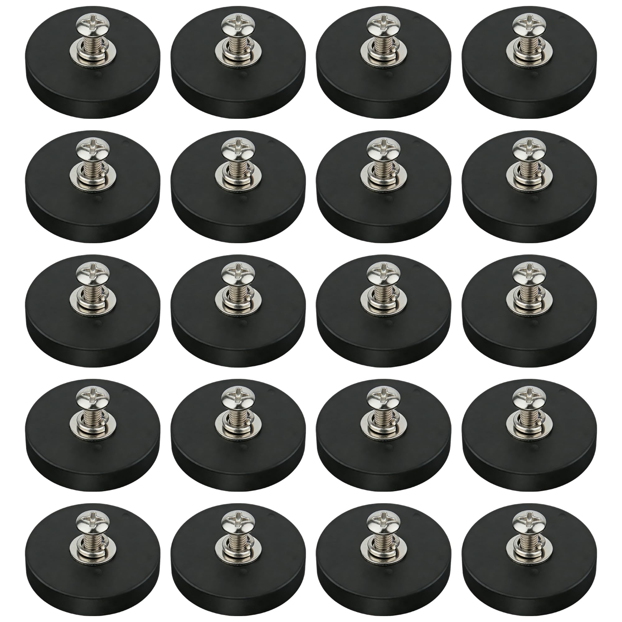ULIBERMAGNET 20Pack Rubber Coated Magnet,Strong Neodymium Magnet Base with M4 Female Thread,Strong Magnetic Mounting for Lighting,Tools and equipement