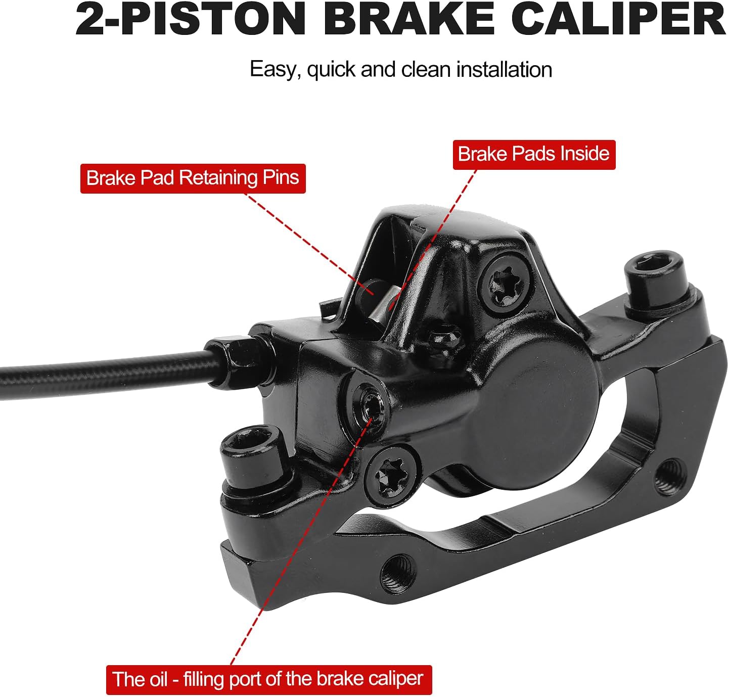 Electric Bike Hydraulic Disc Brake Set, 3-Pin Connector, Cut-Off System