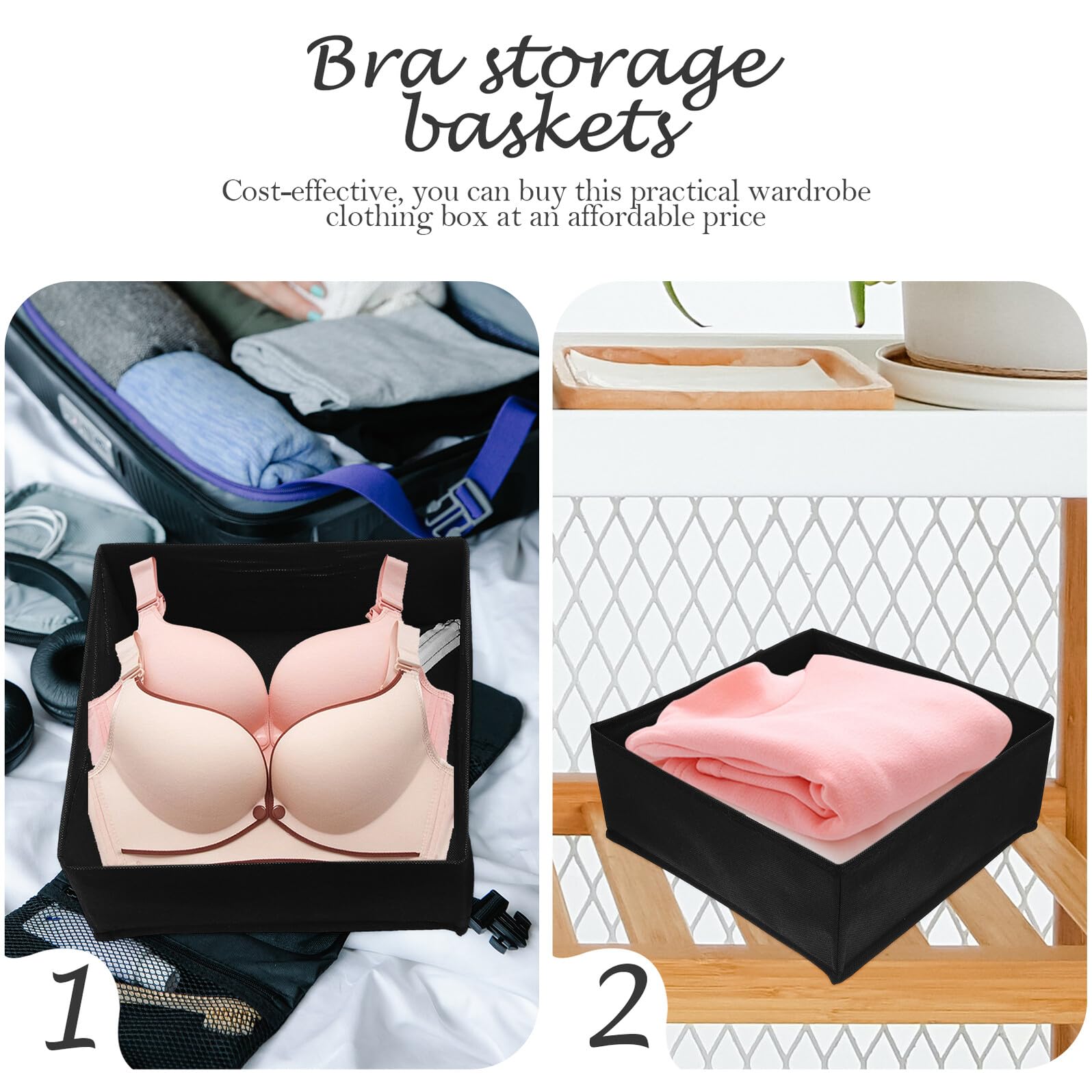 SEWACC Cajas Organizadoras para Ropa Interior y Calcetines, 6 Piezas, Tela No Tejida Resistente, Plegables y Transpirables, para Armario y Escritorio, Organizador Multifuncional para Guardar