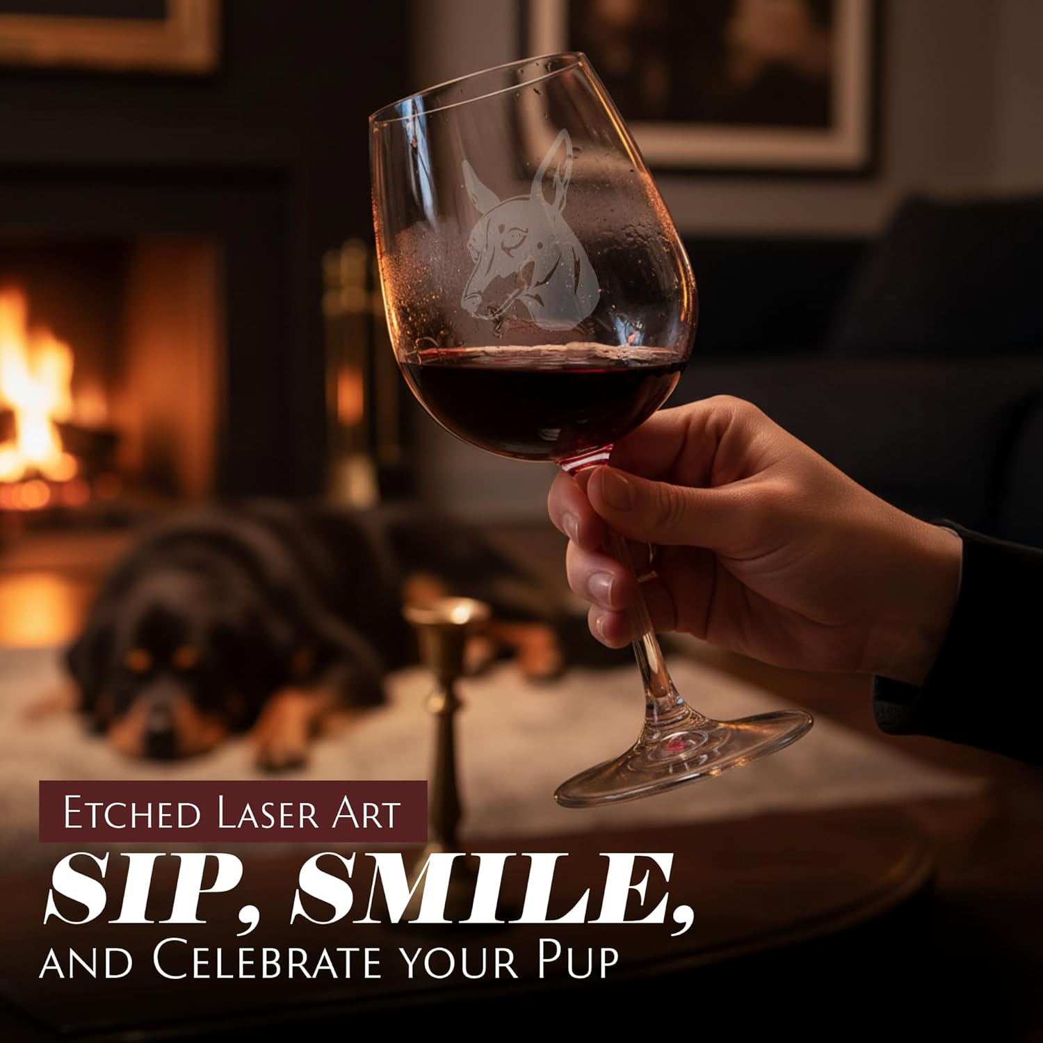 Toy Manchester Terrier Dog Themed Etched 12.75oz Wine Glass