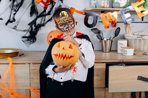 Vista 5 de Hying 16PCS Thanksgiving Halloween Party Eyeglasses for Party Decor Cosplay, Paper Thanksgiving Costume Eyewear for Kid Adult Naranja Negro Púrpura